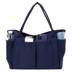 Custom Logo Women Large Capacity Multi Pocket Canvas <b>Tote</b> <b>Bag</b> for Shopping <b>Travel</b> Daily Commute Beach Wedding Gift Promotion - Product Image 6