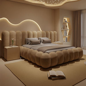 High Quality Big Headboard Double Upholstered Bed Modern Bedroom Furniture Set Home Wood <b>Frame</b> Luxury Fabric King Size Bed - Product Image 4