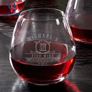 Restaurant Bar Hotel Customized Logo Printing Clear Personalized Party Stemless Wine Glass For Birthday Wedding Gift