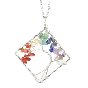 Collana con pendente curvo a forma di albero della vita in cristallo di pietra naturale colorata N08 fresca e dolce - Product Image 6