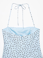 Vêtements pour femmes sur mesure, mode estivale et élégante, robe midi à col halter à pois pour femmes