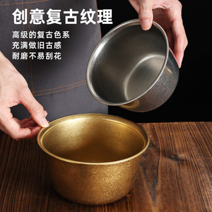 Retro Stainless Steel Bowl Durable Solid Color For Camping And Hotel Meals - Product Image 1
