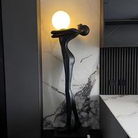 Lampes sur pied sculpturales en résine noire, clusters de sphères LED – Motif floral peint à la main, éclairage artistique de qualité muséale