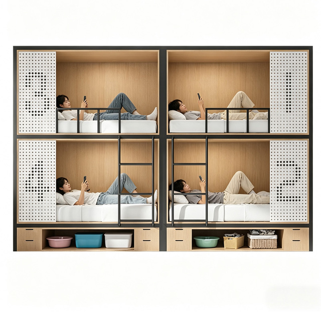 Full Size Sleeping Pods Bunk Bed Container Space Capsule Hotel Bed for Sale Hotel Furniture Sets Sleeping Pod Smart Capsule Bed