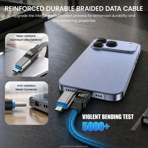 Cable de Carga Múltiple USB-C 4 en 1 B61-2 de 4 Pies y 100W con Carga Rápida PD, Cubierta de PVC Trenzada Redonda Resistente y Pantalla de Potencia en Tiempo Real - Product Image 6