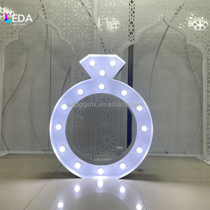 LEDA New Arrival Modern Giant Light Letters Metal Led Marquee 3D Led <b>Backdrop</b> <b>Stand</b> Ring Diamond Wedding Events Proposal - Product Image 2
