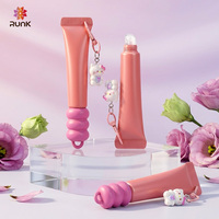 Tubes de rouge à lèvres biodégradables roses en spirale avec applicateur TPE, 5 ml, 30 ml, tubes de gloss à lèvres vides à presser avec porte-clés