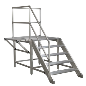 Escalera de seguridad móvil de plataforma cruzada de aleación de aluminio personalizada con pasamanos doblados y cortados para adaptarse al mantenimiento - Product Image 1