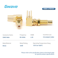 Conector de montaje de mamparo macho SSMC para conector RF de ángulo recto de PCB hecho de latón