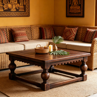 Nouvelle table basse TAILAI en bois d'orme massif recyclé, style ferme française antique, durable, avec étagère de rangement pour salon, mobilier de maison