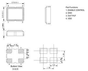 Oscilador de cristal de alta precisión SMD 2520 8MHz 3,3 V 10PPM CMOS Suministro del fabricante - Product Image 3