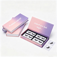 Boîtes cadeaux rigides en forme de livre avec fermeture magnétique, logo imprimé rose mat personnalisé, emballage de luxe pour faux cils