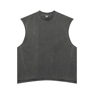 Yüksek sokak dış yıkanmış tank top erkekler yıkanmış vintage tshirt yelek kolsuz streetwear hipster tank top boxy t shirt