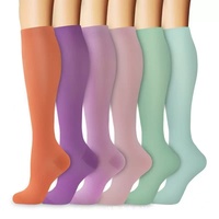 Chaussettes de compression longues en tricot respirant pour l'hiver, pour femmes et hommes, avec un design de bordure jacquard fantaisie et un emballage personnalisé