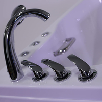 Bak Mandi Whirlpool Hidroterapi Portabel Beroda, Model Berdiri Sendiri untuk Lansia, Warna Putih Modern, Dilengkapi 1 Set Shower Tangan
