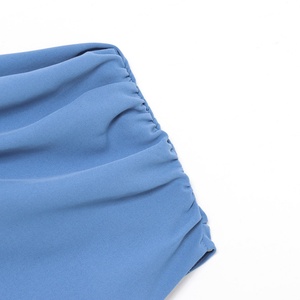 Robe longue d'été décontractée bleue asymétrique sans manches pour femme, taille naturelle tissée respirante, taille XS, idéale pour la journée - Product Image 3