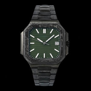 Reloj Mecánico de Lujo para Hombre, Estilo Retro Casual, Caja Octogonal de Fibra de Carbono, Esfera Verde, con Fecha, Regalo de Navidad - Product Image 1