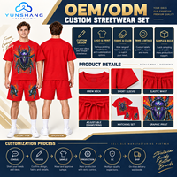 Ensemble deux pièces streetwear d'été pour homme : T-shirt et short en mélange de coton tricoté respirant 220g avec imprimé bio-armure de coléoptère