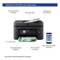 Nouvelle imprimante tout-en-un sans fil WF-2930 avec fonctions de numérisation, copie, télécopie, chargeur automatique de documents et impression recto-verso automatique