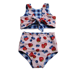 Conjunto de bikini estampado reversible Trajes de baño de dos piezas de verano Niñas Bebé Patrón del 4 de julio - Product Image 6
