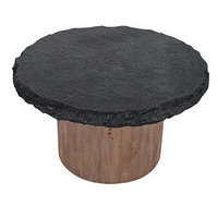 Table basse moderne en marbre et bois de manguier - Meubles de salon
