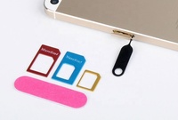5 En 1 Adaptador de la tarjeta SIM Nano Kit Micro tarjeta Sim estándar con expulsar Pin abierto aguja para iPhone Samsung teléfono Móvil