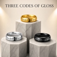 Bagues de couple en acier inoxydable chirurgical plaqué or 18 carats avec texte motivant gravé, bijoux de mode, cadeau, vente en gros