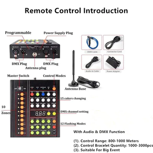 Pulseras Luminosas DMX Jumon, Pulseras LED de Silicona TPU, 43 Teclas, Control Remoto de 1000M, Regreso a Clases, Navidad, Bodas, Fiestas, Eventos - Product Image 5