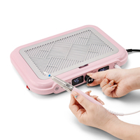 Perceuse à ongles 2025 2-en-1 avec pièce à main E-file 170W haute puissance avec 2 ventilateurs turbo pour une utilisation professionnelle en salon