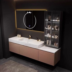 Mobile Bagno di Lusso a Parete in Compensato con Lavabo Integrato e Specchio Smart - Set Completo di Mobili da Bagno - Product Image 2