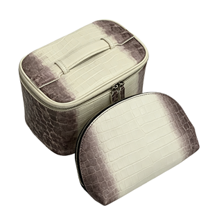 2 In 1 Crocodile Makeup Bag Set Gradient PU Leather Portable Handheld Cosmetic Bag Large Capacity Travel Wash Bag Store - Product Image 6
