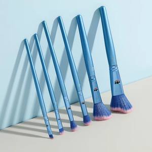 Juego de <span class=keywords><strong>brochas</strong></span> de <span class=keywords><strong>maquillaje</strong></span> de pelo vegano profesional, 6 uds., caja de papel de brocha de <span class=keywords><strong>maquillaje</strong></span> de puntada azul suave para cara, ojos, base, máscara para niños - Product Image 3