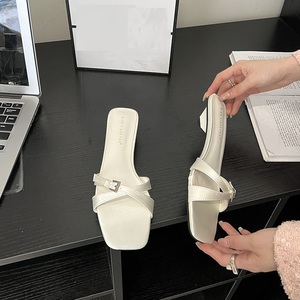 Pantuflas Casuales para Mujer, Tacón Irregular, Color Negro y Naranja, de Seda, para Exteriores, Zapatos Planos de Alta Calidad - Product Image 3