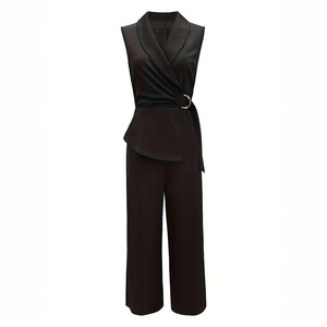 Mono sin mangas con diseño de empalmes para mujer, estilo oficina, conjunto de una pieza - Product Image 6