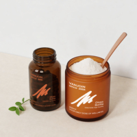 Bouteille en verre givré orange de 250 cc pour protéines en poudre, pilules et vitamines – Contenant personnalisé vide