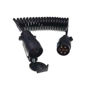 European Style 7 Pin Spiral Connector Cable 2 Meter <b>Trailer</b> Caravan Plug Adapter - Product Image 1