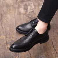 Chaussures brogue pour hommes de grande taille avec des découpes complexes, style coréen et britannique, vintage, bout pointu, pour affaires