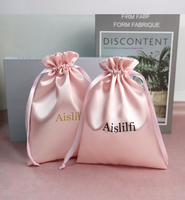 Pochette promotionnelle réutilisable en satin de luxe, douce, pour emballage cadeau, avec cordon de serrage, résistante aux chocs, logo personnalisé par sérigraphie