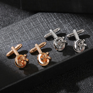 <span class=keywords><strong>Gemelos</strong></span> clásicos franceses, camisas de esmoquin, regalo de boda de negocios, joyería, Color dorado y plateado, Material de cobre, <span class=keywords><strong>gemelos</strong></span> con <span class=keywords><strong>nudo</strong></span> - Product Image 4