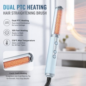 Peigne lissant chauffant Torlin OEM ODM à double PTC, brosse lissante chauffante, brosse de coiffage lissante, 230 degrés Celsius, <span class=keywords><strong>450</strong></span> degrés <span class=keywords><strong>Fahrenheit</strong></span> - Product Image 3