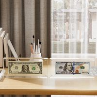 Support de présentation de devises en acrylique haute transparence, origine Chine, pour billets de banque en dollars américains et pièces commémoratives
