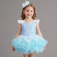 Robe de princesse tutu de ballet pour filles, avec appliques florales 3D, sequins et jupe en tulle brodée en spirale, idéale pour les spectacles sur scène et les tenues de chorale