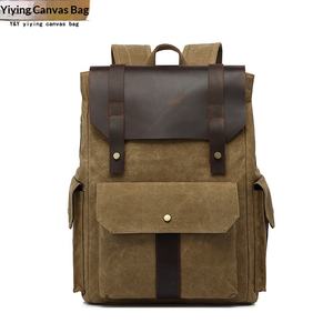 Nueva Mochila Vintage de Viaje para Exteriores, de Cuero Crazy Horse y Lona Encerada, Estilo Casual Unisex, para Exportación - Product Image 2