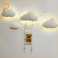 Lampe murale Nuage Moelleux avec échelle en corde et décorations ours en peluche mignon, Veilleuse LED faite à la main pour chambre de bébé et chambre d'enfant, Décoration murale
