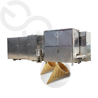 Machine industrielle de production de cornets de glace entièrement automatique pour la fabrication de cornets de glace roulés, de biscuits de neige et de gaufres sucrées, à vendre