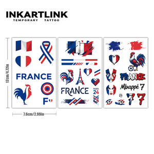 Tatouages Temporaires <span class=keywords><strong>France</strong></span> Coupe du Monde 2026 Autocollants de Supporter de Football Mbappé 7 Coq Gaulois Imperméables Art Corporel 3 Feuilles pour Adultes et Enfants - Product Image 4