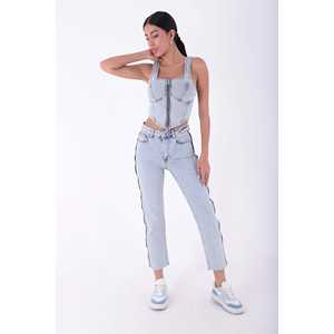 Jeans de Cintura Alta con Cierre y Estampado de Rayas Transpirable, Corte Holgado, Estilo Y2K, Casual, para Invierno y Verano, Talla XL - Product Image 6