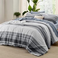 Lit dans un sac Queen 7 pièces ensemble de couette réversible Ultra doux respirant ensembles de literie avec draps de couette taies d'oreiller Shams