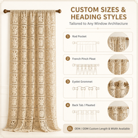 Rideau carré ajouré en crochet style bohème, voilage polyvalent pour fenêtre, séparateur de pièce, rideau de café, rideau de porte