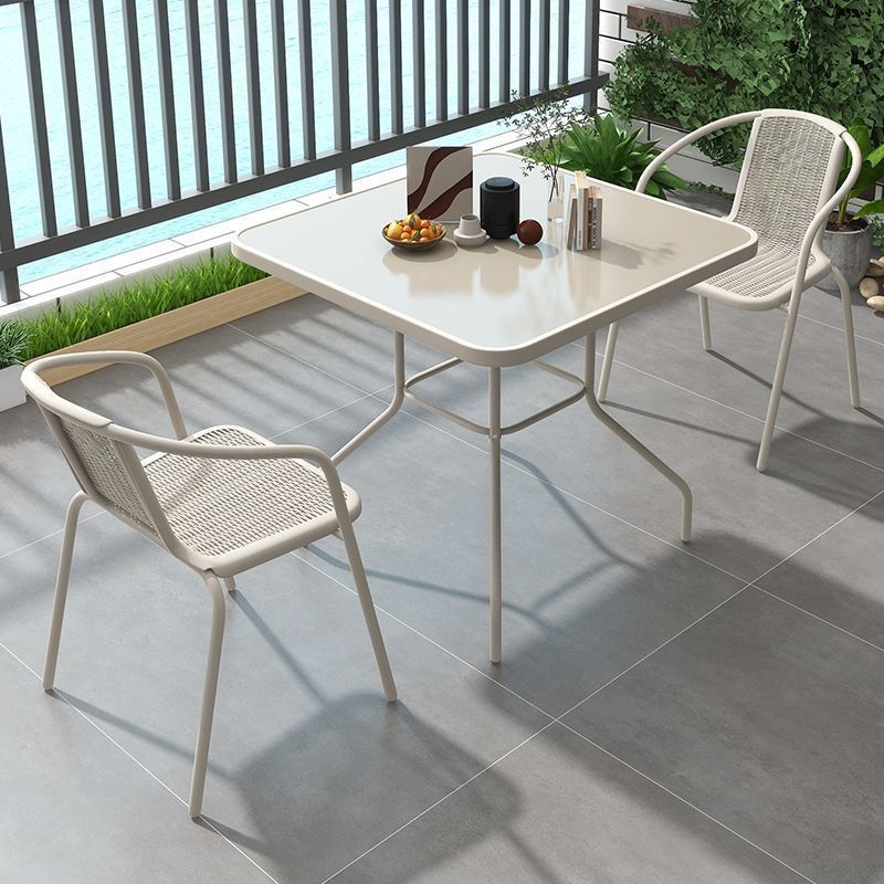 80*80CM Champagne-colored Square Table with 2 Chairs